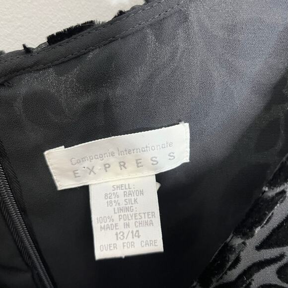 Vintage Express 90s Y2K Womens Velvet Burnout Maxi Dress Black Floral Whimsigoth - Picture 5 of 9